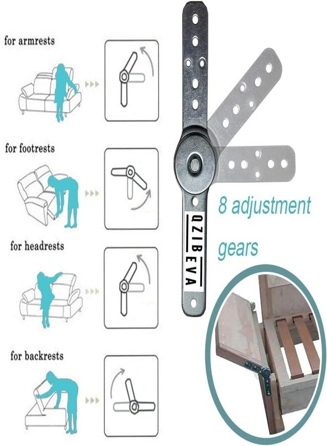 QZIBEVA 2 Pack Adjustable Angle Hinge, Sofa Bed, DIY Furniture, Sofa backrest, Heavy Duty Sofa | Bed | Cupboard | Recliner Gear Adjustment Hardware 90 to 180 Degree | 90 Degree Installation | SH2P8 | - Image 5